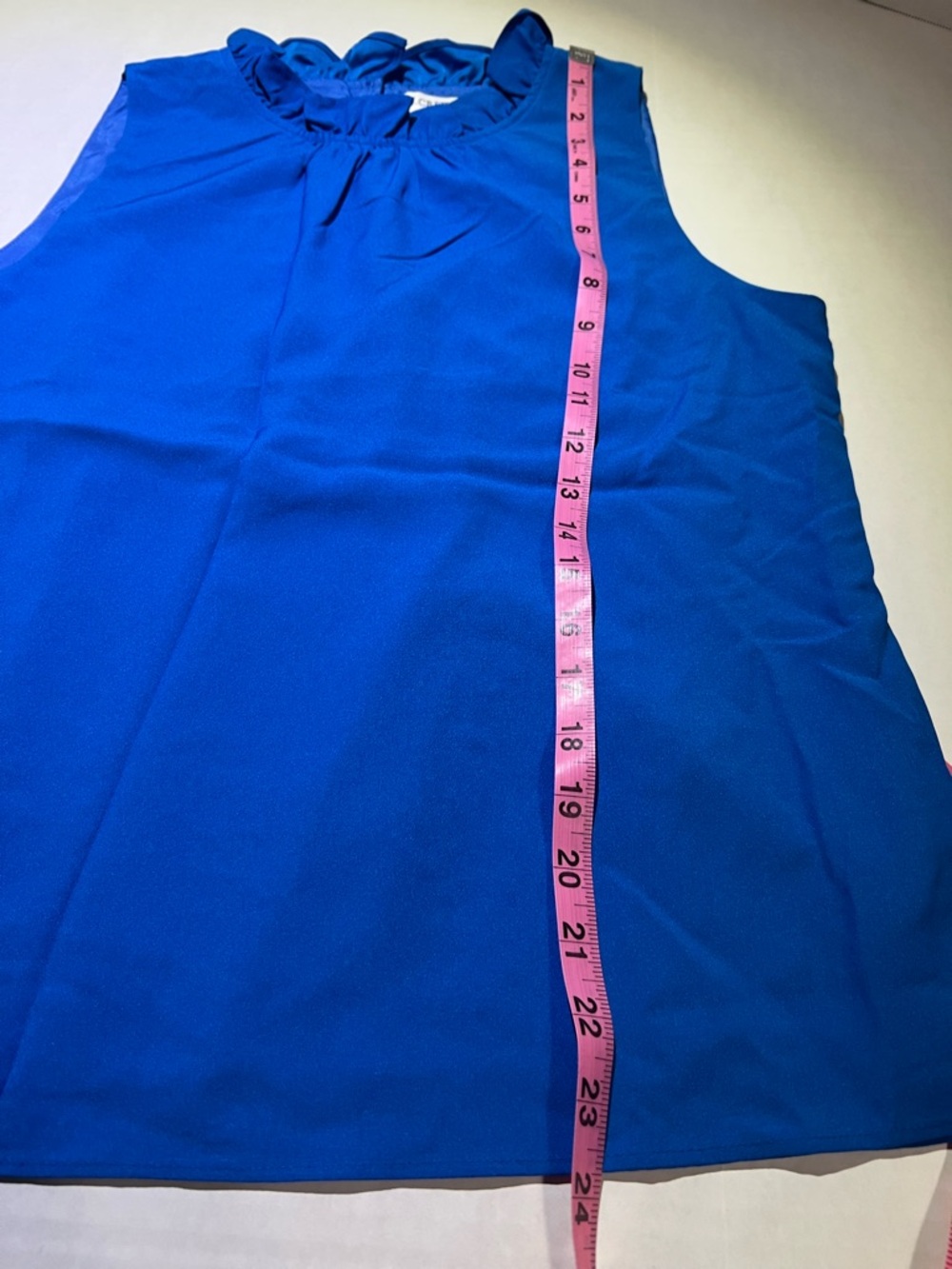 J Crew Blue Ruffle Neck Sleeveless Blouse Size Small Lightweight Top - Picture 9 of 11